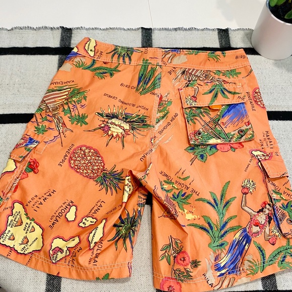 Like New! J. Crew Original Board Shorts Hawaiian Swim Trunks Orange - Picture 5 of 8
